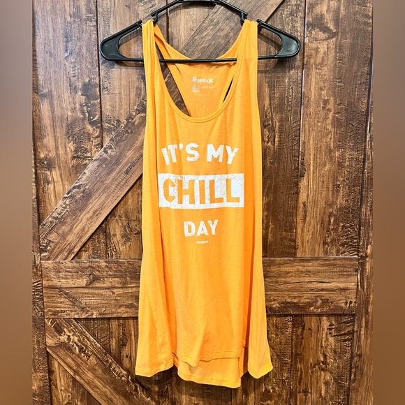 Reebok‎ women’s orang twisted razor back “chill day” tank top size XL EUC - Picture 1 of 4